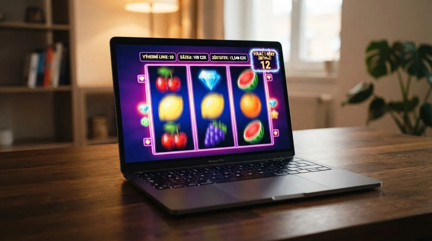 Roztočené válce online automatu s počítadlem free spinů v rohu obrazovky