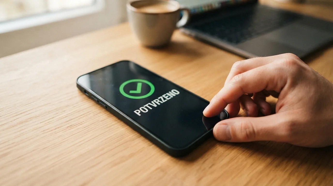 Mobilní bankovnictví s potvrzením okamžité platby na displeji telefonu