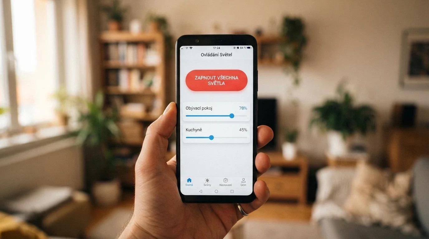 Mobilní obrazovka s výrazným tlačítkem Panic Button a nabídkou nastavení herních limitů