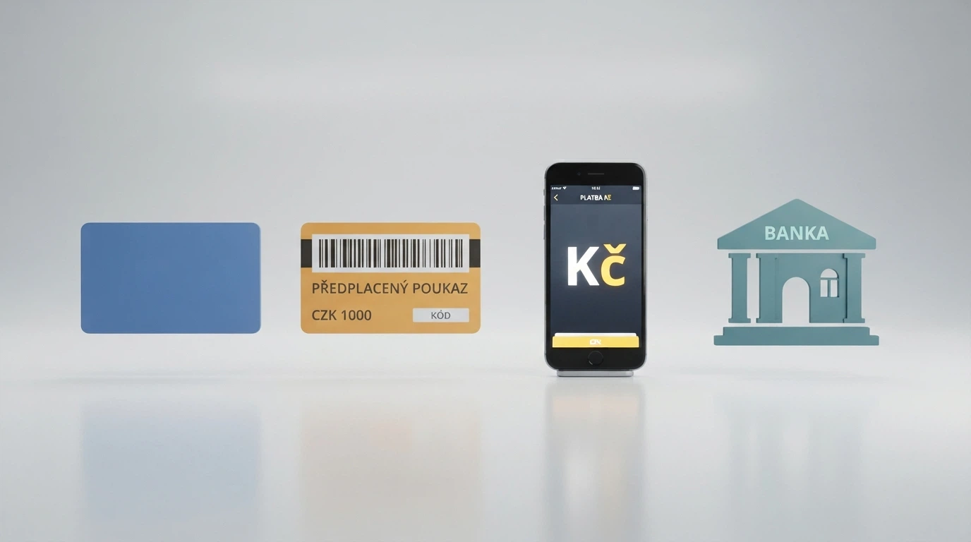 Výčet platebních metod — platební karta, Paysafecard, Aircash, bankovní převod