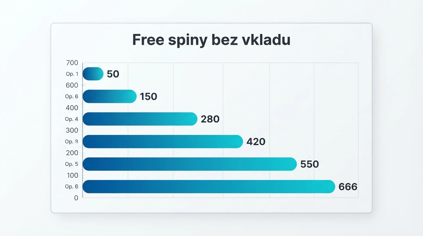 Přehledná infografika zobrazující počty volných otoček — od 50 po 666 — jako sloupcové srovnání