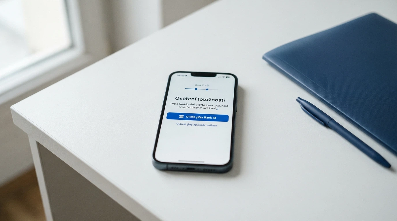 Registrační formulář českého online casina s polem pro ověření přes Bank iD