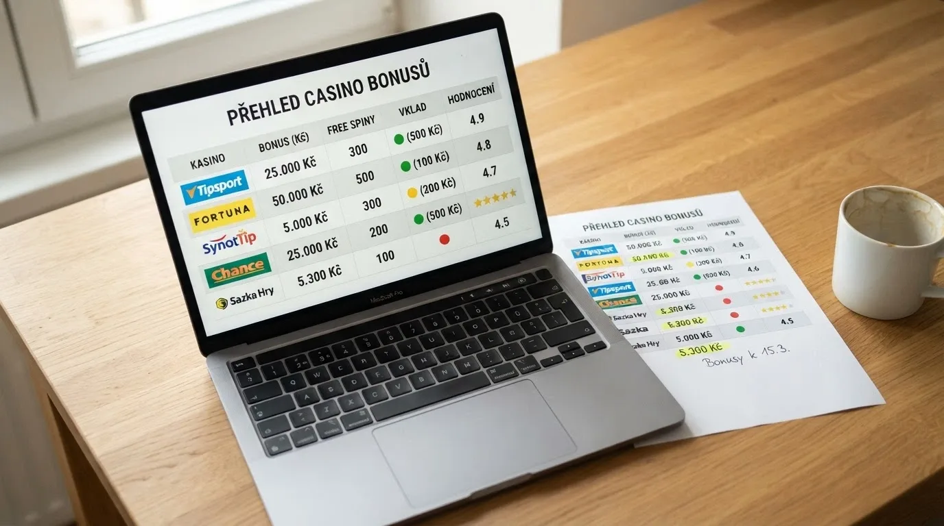 Přehledná srovnávací tabulka s logy operátorů a klíčovými hodnotami bonusů — profesionální layout