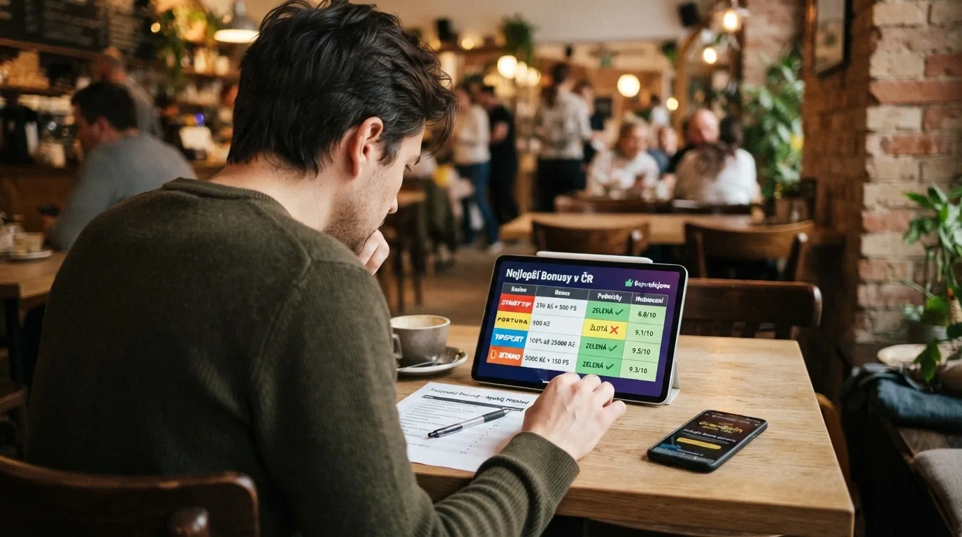 Přehledová tabulka srovnávající bonusy bez vkladu u českých online casin
