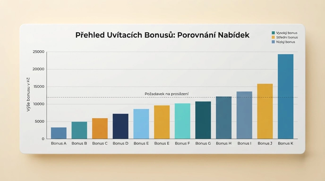 Srovnávací tabulka uvítacích bonusů deseti licencovaných českých online casin