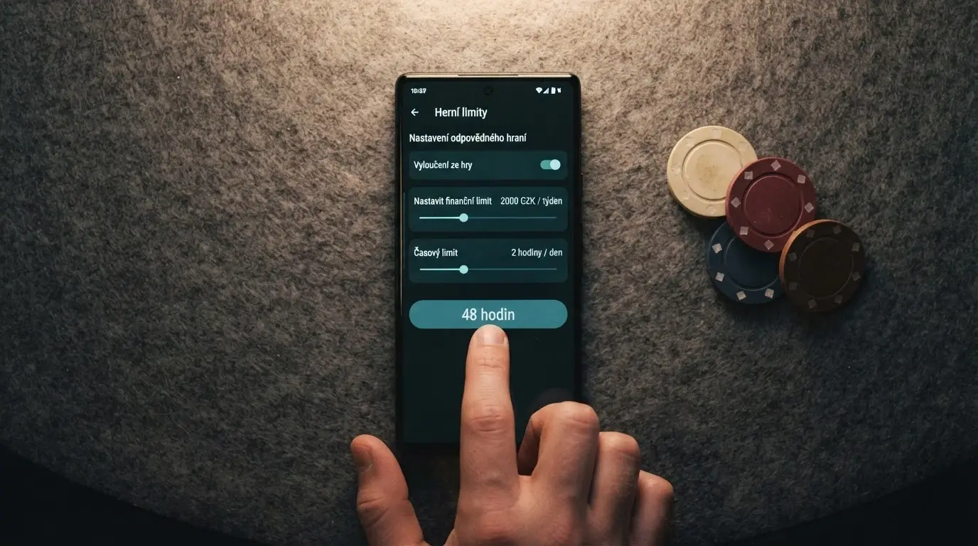 Panic button na obrazovce casina vedle nastavení herních limitů