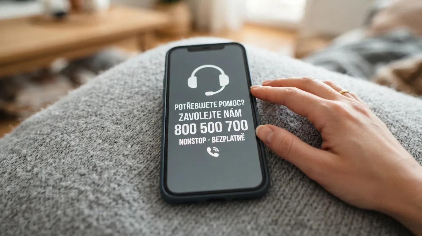 Telefonní linka pomoci s logem — nonstop pomoc při problémovém hraní hazardních her